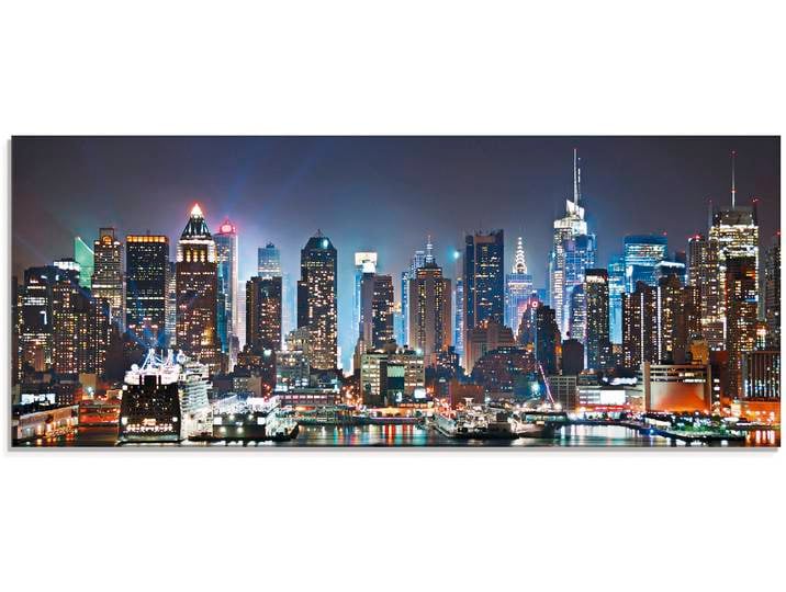 Glasbild ARTLAND New York City Times Square , blau (farbe bild(er): blau), B:125cm H:50cm, Bilder, Glasbild, in verschiedenen Grössen
