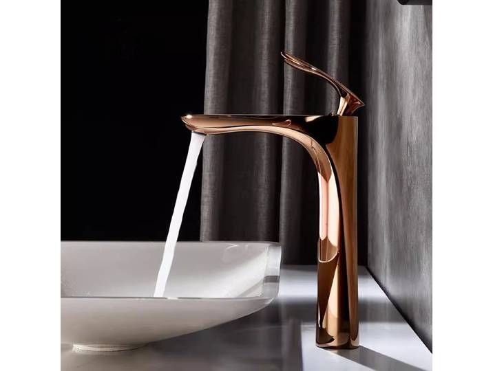 Tuqiu – robinets de salle de bains en or Rose, robinet de lavabo bref, mitigeur d'évier, robinet d'eau de grue de lavabo monté sur le pont chaud et froid