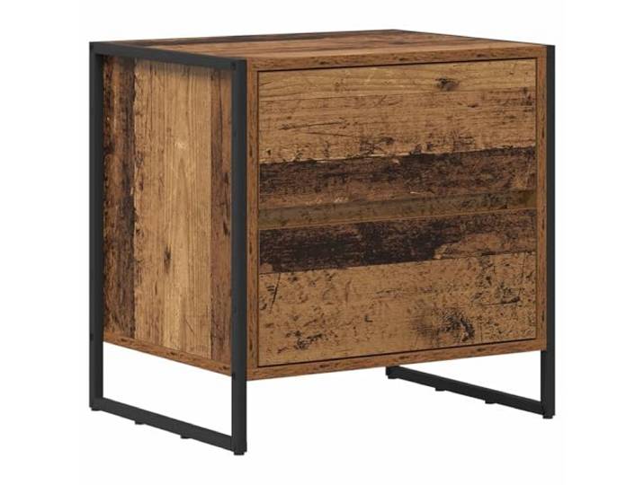 LMTYOENFG Nachttisch 50x39,5x50 cm Altholz Beistelltisch mit Schubladen Industrieller Beistellschrank im Vintage-Look für Schlafzimmer und Wohnraum bietet geordneten Stauraum dank 2 Schubfächern.