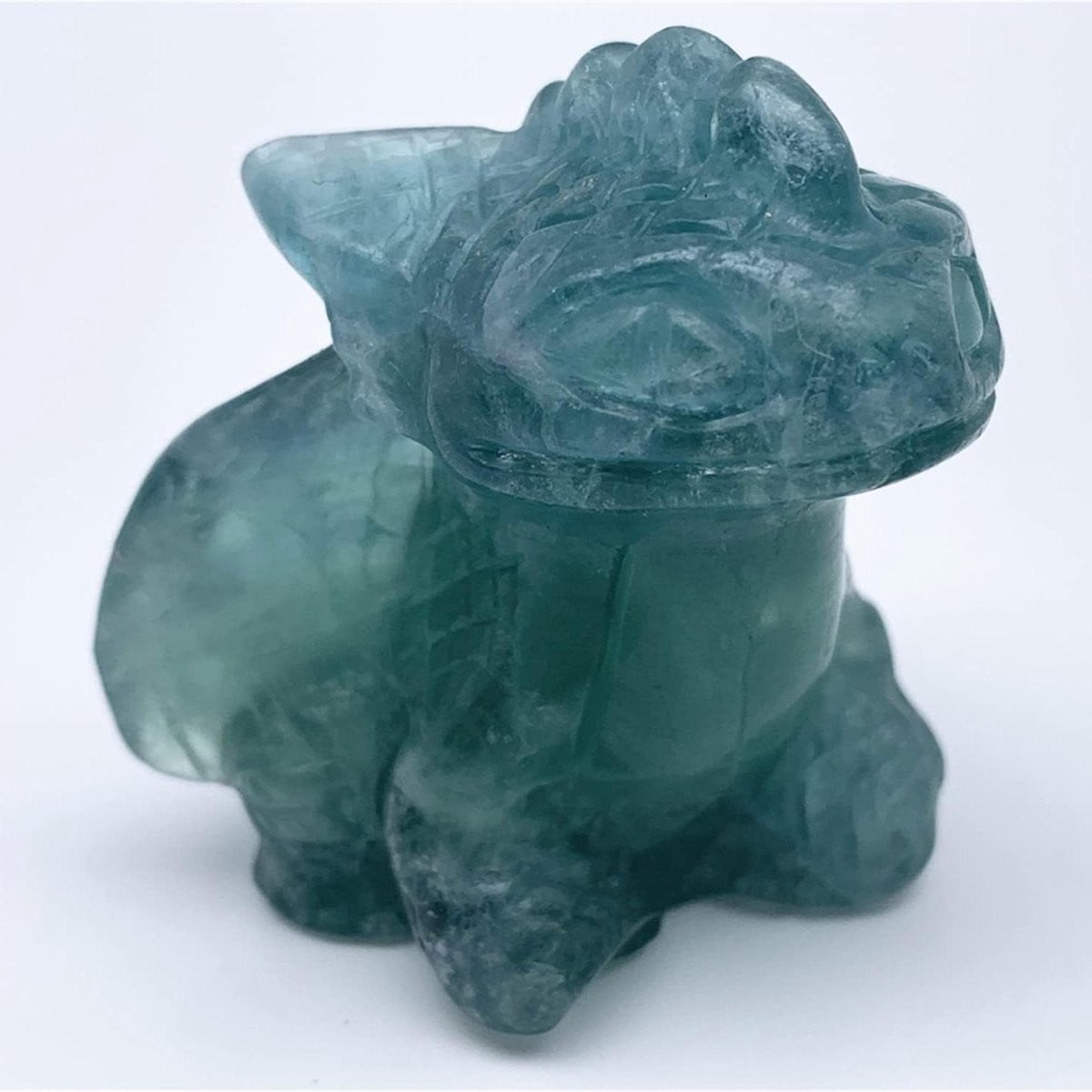 Draken Schedel Beeldje - Zwart Kristal Sculptuur - Handgesneden Steen - B/D/H: 5,0 x 4,7 x 3,7 cm