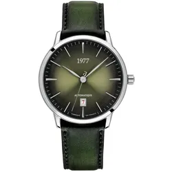 1977 EDMOND Automatik, 40 mm, Zifferblatt Olivgrün, Lederband Grün, Herrenuhr 1977P01177