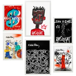 POSTER Set Mit 6 Grafiti Pop Basquiat Warhol A3 & A4 Weißer Rahmen