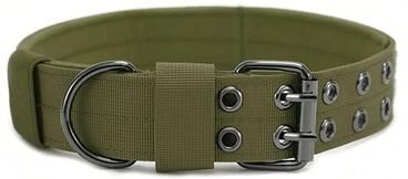 Uplift Essentials Professional Adjustable Military Dog Collar With Metal Hardware green xl