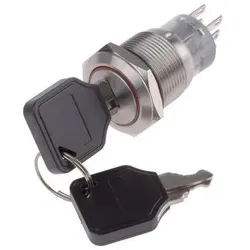 RS PRO Switch Key Lock 2 position return 19mm, Schalter + Taster