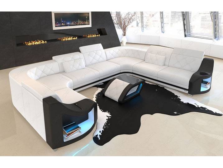 Designsofa Genua U-Form aus Leder