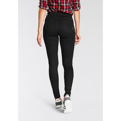 Skinny-fit-Jeans ARIZONA "Ultra Stretch", Damen, Gr. 40, N-Gr, schwarz (schwarz schwarz), Denim/Jeans, Obermaterial: 63% Baumwolle, 32% Polyester, 5% Elasthan, skinny fit lang, Jeans, skinny-fit, betonte Taille, shaping-Effekt, high Waist