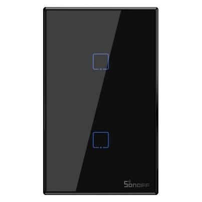 Sonoff T3US2C - 2-gang Wi-Fi Smart Wall Switch US - Black (T3US2C)