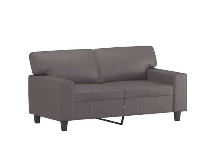 KTHLBRH Set 2 Sofas 2-Sitzer Grau Kunstleder 140 cm 4 Kissen inklusive, Rahmen aus Metall und Sperrholz, leicht zu reinigen