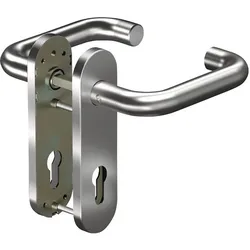 Ogro, Türgriff + Türgarnitur, Kurzschildgarnitur CORE 8100 8 mm / 7051K WC 78MM ER Edelstahl ER WC abgerundet Drückergarnitur