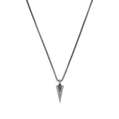 Kette mit Anhänger AMOR, silber (gunfarben), Halsketten, Herren, Edelstahl, L: 60 B: 2mm, B:2mm