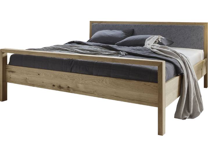 Home affaire Huven, hohe Belastbarkeit: 200kg je Seite in 4 Breiten, Einlasstiefe 16 oder 20cm, mit gepolstertem Kopfteil, aus massiver Eiche, Oberfläche geölt
