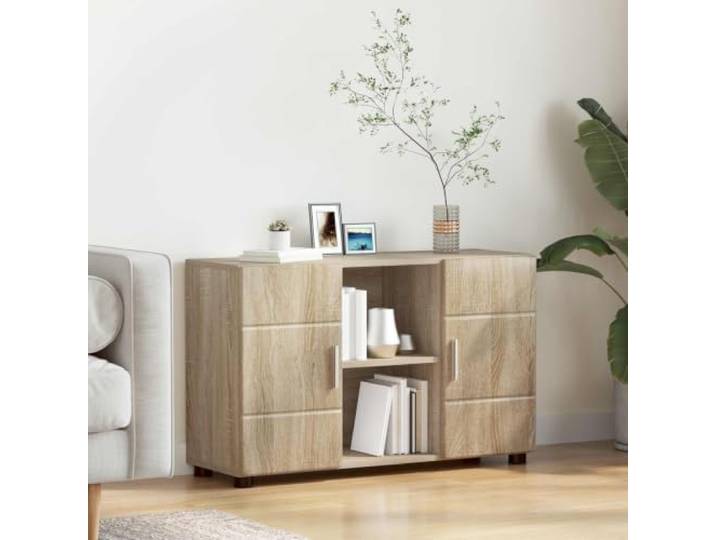 Sideboard aus Holzwerkstoff Sonoma-Eiche 88,5 x 30,5 x 55,5 cm Rechteckige Form, matte Oberfläche, klare Linien, vielseitig nutzbar, pflegeleichte Oberfläche
