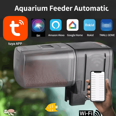 Inspire Essentials Smart Automatic Fish Feeder WiFi App Controlled Aquarium Feeder With Timer wifi Black 200ml