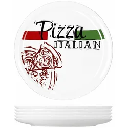 6x assortierter Pizzateller, Teller, Weiss