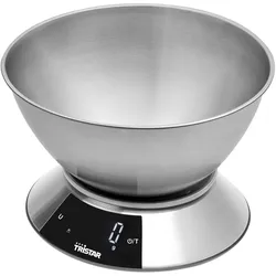 Tristar Küchenwaage Edelstahl bis 5 kg / 2 Liter Schüssel, Küchenwaage, Silber