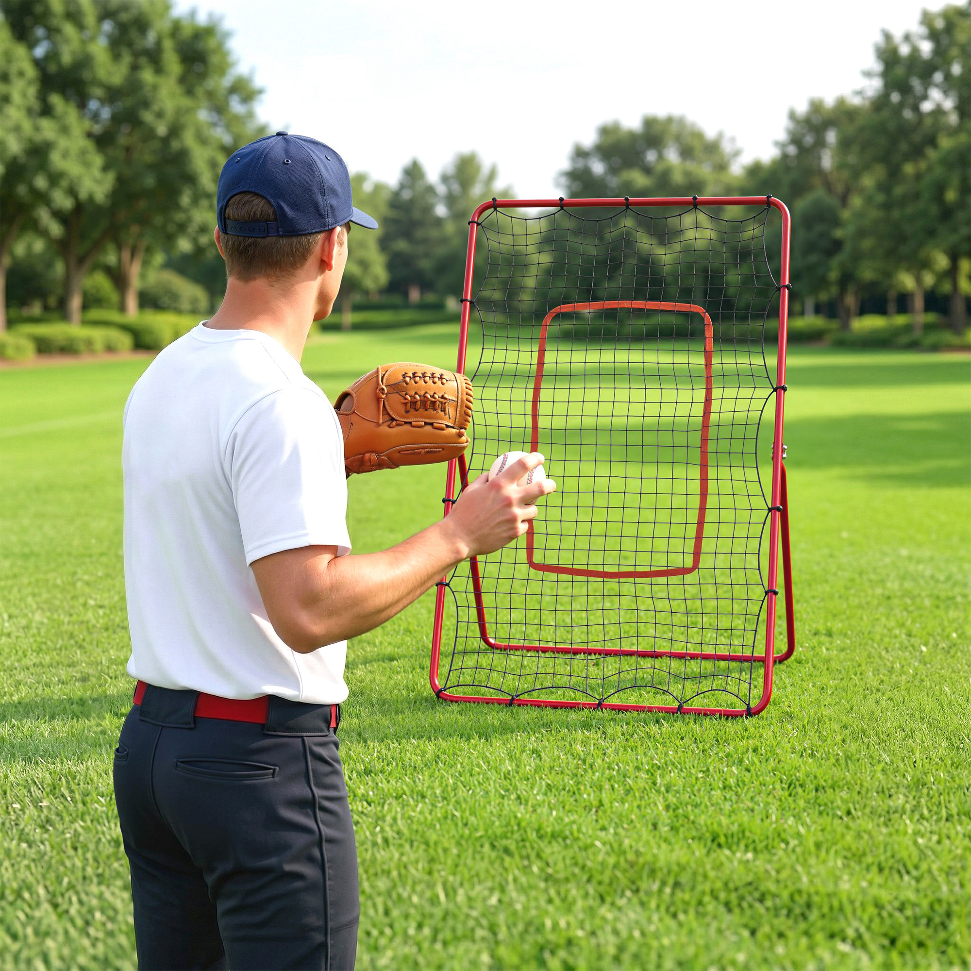 Sportnow rete da rimbalzo portatile per baseball con 4 angolazioni regolabili.   Aosom Italy