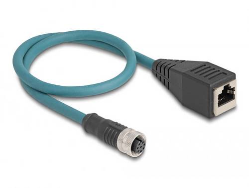 Delock 60068 RJ45 / M12 Netzwerk Adapter S/FTP 0.50m Türkis 1St.