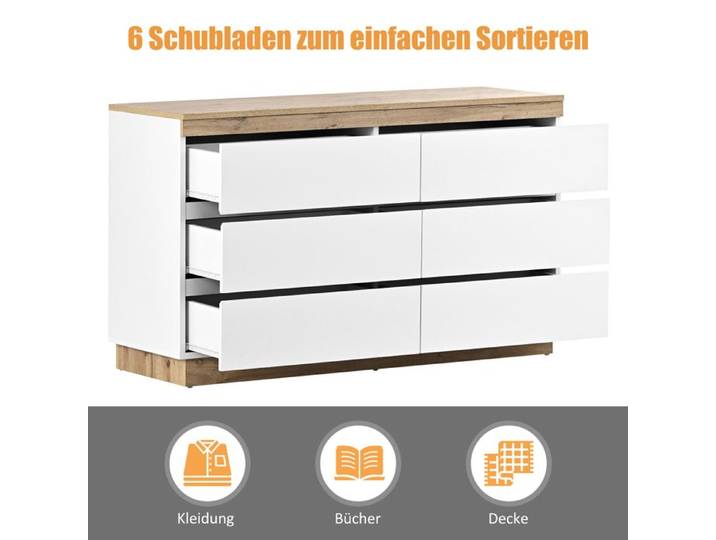 Feuille épaissie Nouveau Eco - friendly matériel commode avec 6 tiroirs armoire de rangement fonction de rangement pour chambre
