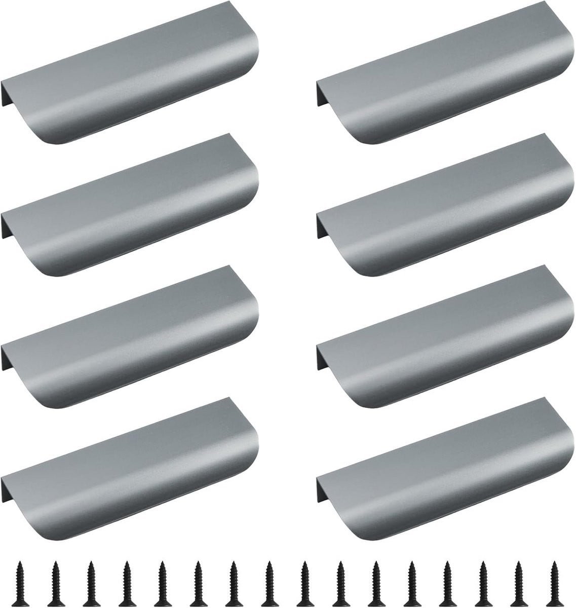 8 stuks verstevigde aluminium lade handgrepen met vingerrand voor kasten en lades, 120 mm