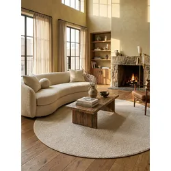 Flachgewebe-Teppich Berber-Tradition Creme 200x200 cm Uni meliert