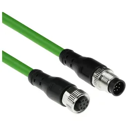 ACT Industrial 1.50 meters Sensor cable M12A 8-pin male to M12A 8-pin female, Ultraflex TPE cable, shiel, Elektronikkabel + Stecker, Schwarz