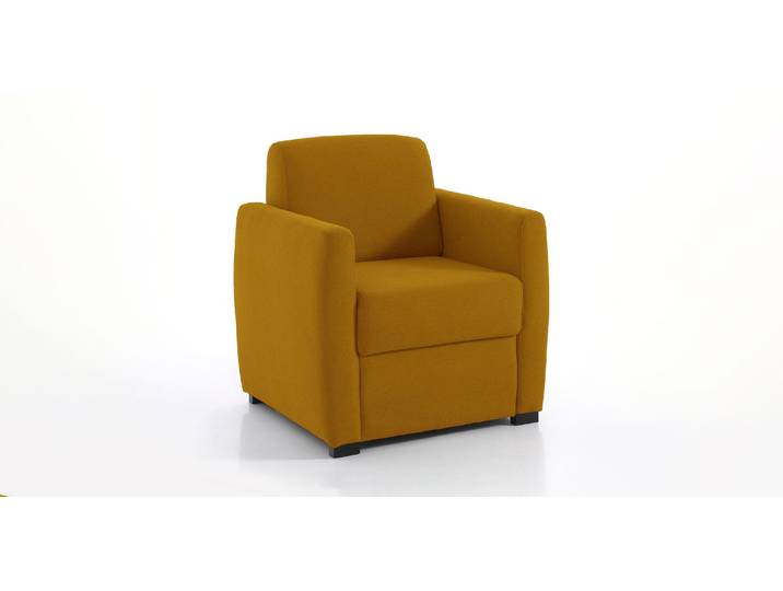CHARLY - Fauteuil coffre - Velours, Moutarde