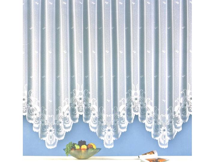 Gardine WECKBRODT Flensburg Gr. 9, weiss (weiß), B:625cm H:160cm, Wirkware, Polyester, Gardinen, Gardine, Bogenstore, Jacquard, halbtransparent, Bordüre, Sockel, Store