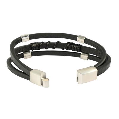 Kettenanhänger ADELIA´S "Anhänger – Gravuranhänger aus Leder", schwarz, Schmuckanhänger, Herren, Leder, Kettenanhänger, Ideal als Geschenk zum einfach so