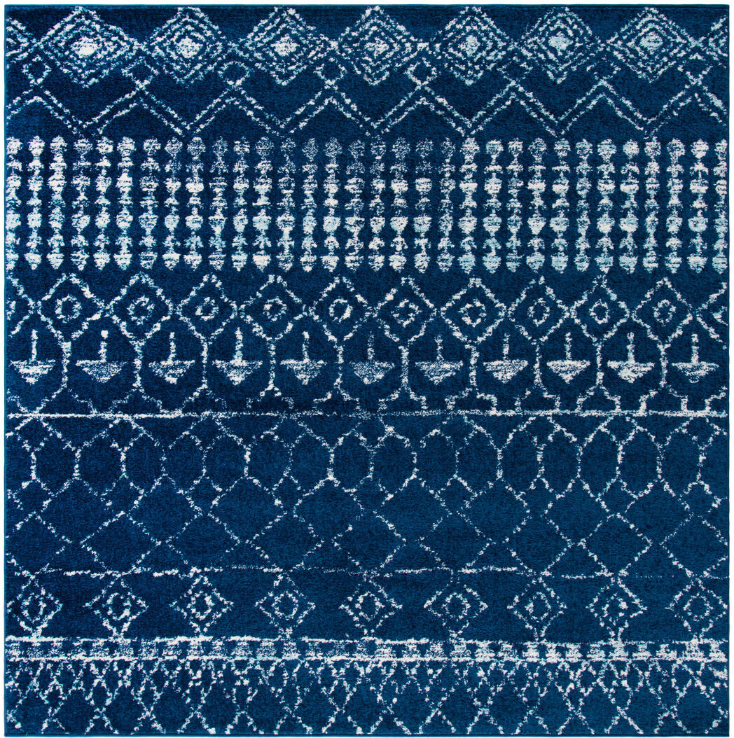Mistana Metivier Geometric Area Rug Navy/White Square 201cm