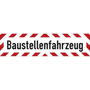 SafetyMarking Fahrzeugkennzeichnung Baustellenfahrzeug, 29,7 x 10,5 cm, aus Folie, weiß/rot, magnetisch