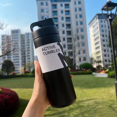 Smart Shopping Spot Stainless Steel Insulated Water Bottle With Straw Portable Thermal Mug For Sports & Travel black