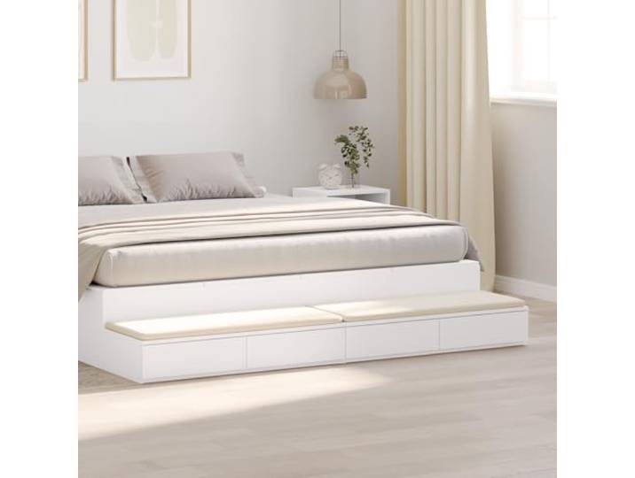 HEFZGDB Weißer Nachttisch mit 4 Schubladen aus Holzwerkstoff, 180x36,5x16,5 cm, minimalistischer Beistelltisch für Schlafzimmer, Stauraumlösung mit robuster Konstruktion