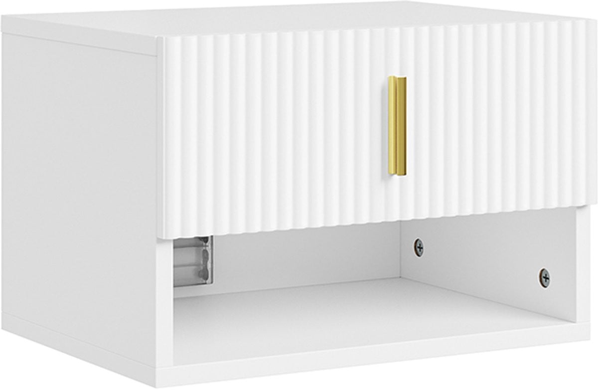 SoBuy Zwevend Nachtkastje met LED-verlichting en 1 lade - Wit - FBT176-E-W