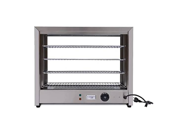 QUIOTUIR Elektrischer Speisewärmer, 4 Stufen, für Wasserbad, 800 W, elektrisch, kommerzielle Vitrine, für Pizza, Lebensmittel-Display
