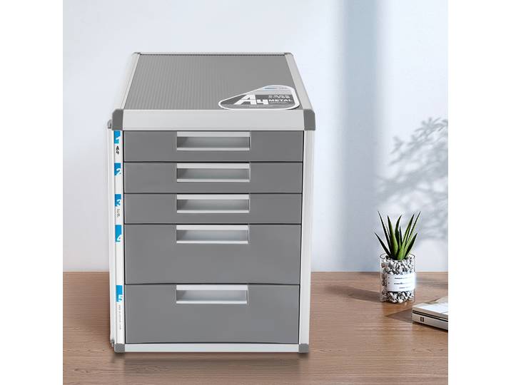 Organiseur de dossiers verrouillable à 5 tiroirs avec clé, armoire de rangement pour documents A4, boîte de classement métallique sécurisée pour bureau, maison, école