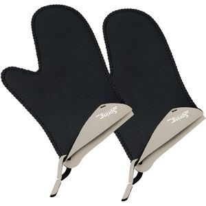 Spring Ofenhandschuh Grips kurz, grau / schwarz, bis 250°C hitzebeständig, aus Neopren, rutschfest, 2 Stück