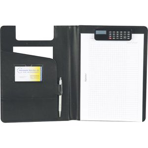 Alassio Schreibmappe 31500, Brescia, schwarz, Kunstleder, mit Klemmbrett, Taschenrechner & Schreibblock, A4