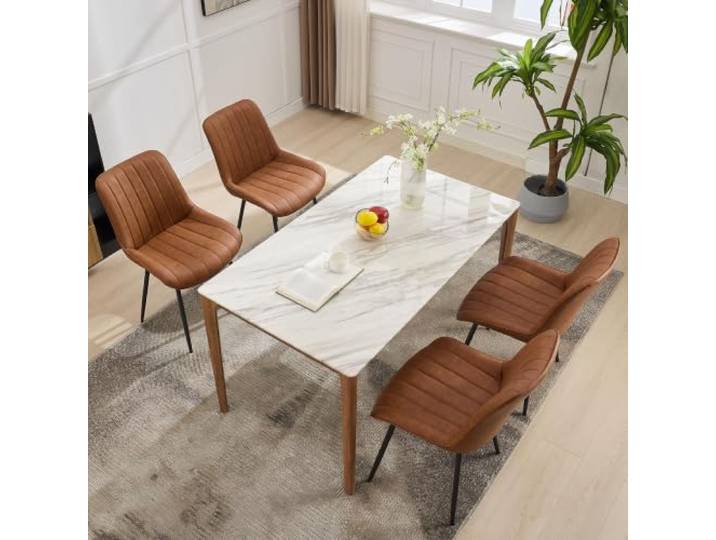 Garvee 6er-Set gepolsterte Esszimmerstühle – Bequeme Küchenstühle für modernes Wohnambiente – Farbe: Braun