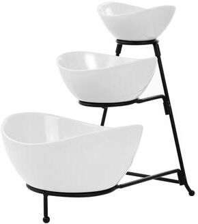 Elama 3 Tier Oval Bowl Porcelain Serveware Set