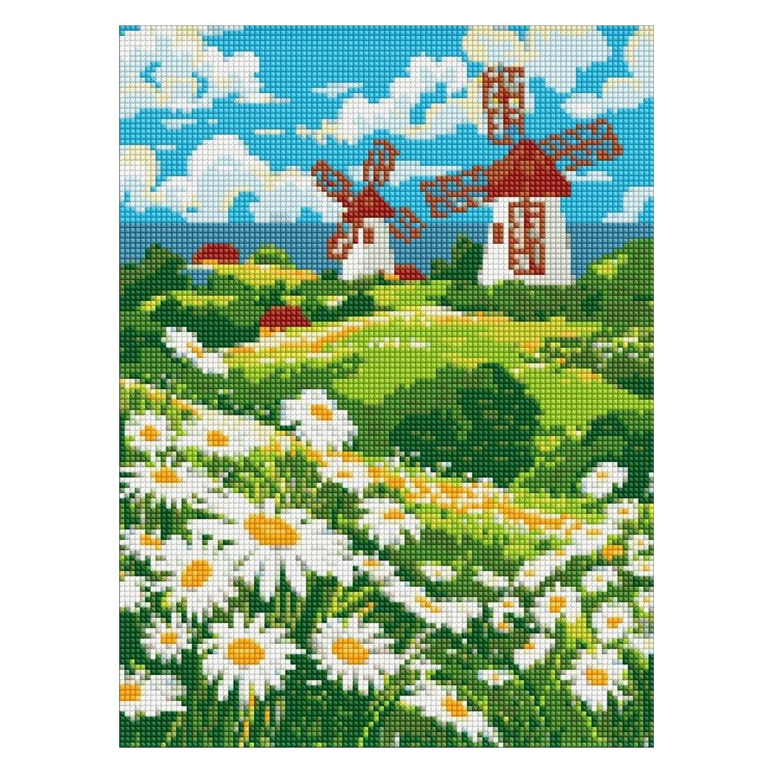 Ideyka Diamantmosaik ohne Rahmen - Feld der Gänseblümchen (54611425)