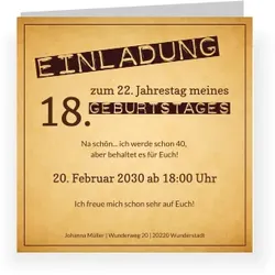 Einladungskarte Geburtstag: Geburtstagspapier mit Foto in Beige