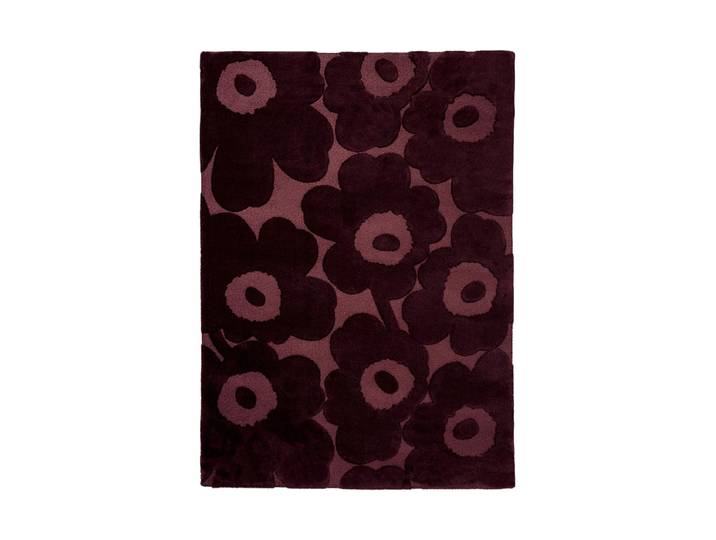 Handgetufteter Designer Teppich „Unikko Burgundy“ aus 100% Wolle, verschiedene Grössen MARIMEKKO