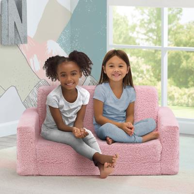 Delta Children Cozee Flip-Out Sherpa 2-in-1 Convertible Sofa to Lounger for Kids