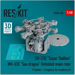 ResKit CH-53E Super Stallion, MH-53E Sea dragon unfolded main rotor (7 blades - 3 engines) for Academy kit