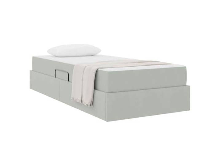 KTHLBRH Boxspringbett mit Matratze Hellgrau 90 x 200 cm Luxuriöser Samt, Metallgestell, hydraulischer Aufbau, enthält Lattenrost