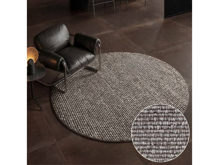 Teppich VILLEROY & BOCH Woll-Optik Teppich Wilma , grau (hellgrau multifarben), H:8mm Ø:160cm, Baumwolle, Polyester, Teppiche, Teppich, Handgemacht, Woll-Optik, Weich, Meliert, Wohnzimmer, Schlafzimmer