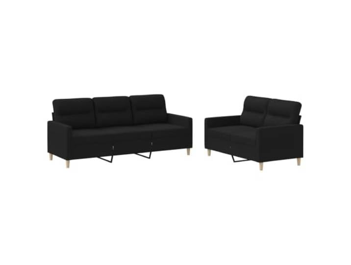 GHVBNMF 2-tlg. Sofagarnitur mit Kissen Schwarz Stoff 2er 3er Couch Set Bequemes Polstermöbel Set aus 2-Sitzer und 3-Sitzer Couch mit dickem Schaumstoff für Wohnzimmer und Aufenthaltsraum.