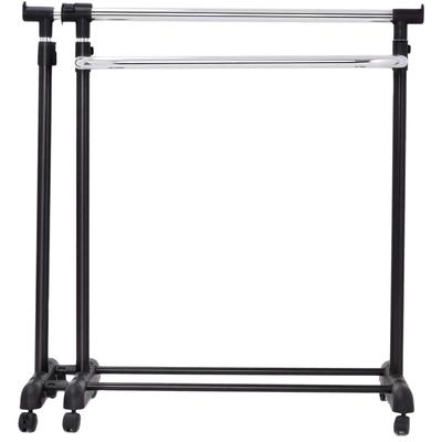 COSTWAY Kleidungshalter, ausdehnbar, Kleidungswagen, höhenverstellbar, Kleidungsschiene mit 2 Einzelschienen, Kleidungswagen