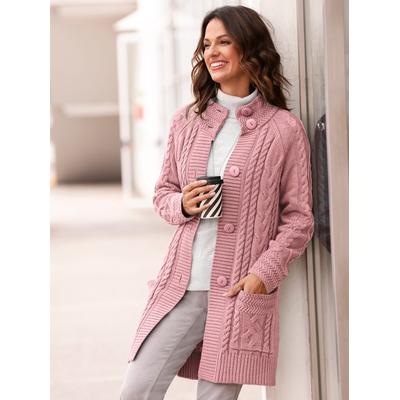 Strickjacke INSPIRATIONEN, Damen, Gr. 36, lila (hortensie), 50% Baumwolle, 50% Polyacryl, unifarben, Strickjacken Strickjacke