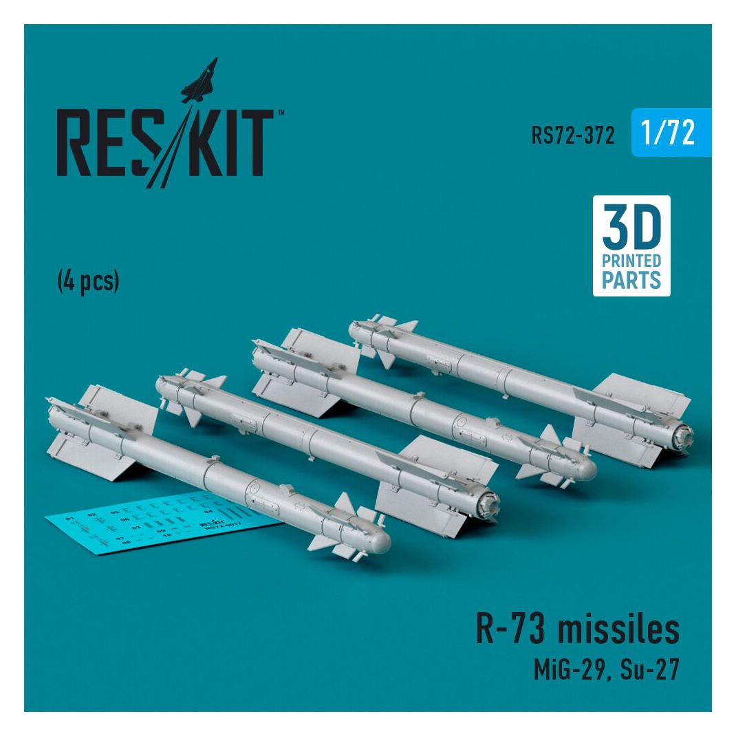 ResKit R-73 missiles (4 pcs) (MiG-29, Su-27) (3D Printed) (RS72-0372)
